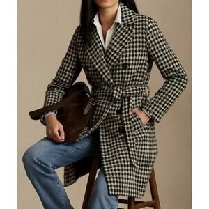 J. CREW Houndstooth Wool Trench Coat Women's Sz 6